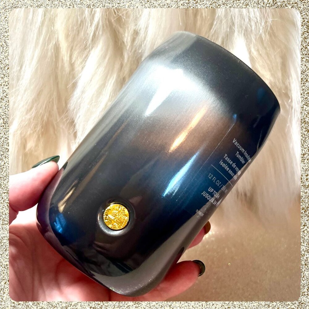 🌟🖤 NWT 2026 Starbucks High-Shine Gunmetal/Pewter SS 12oz Tumbler w/ Lid